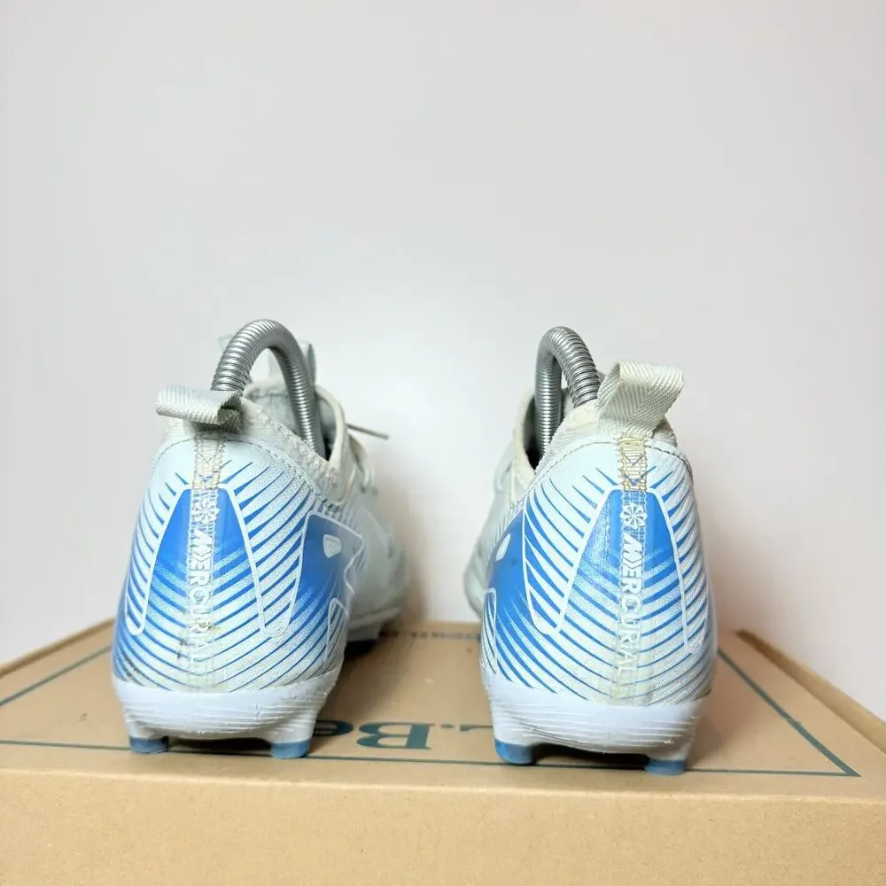 Nike Soccer Cleats Size 6Y Youth Kids Jr Mercurial Vapor FG MG White Blue Boys